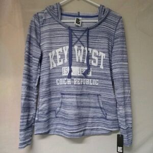 Women's Blue Striped Hoodie Sweatshirt